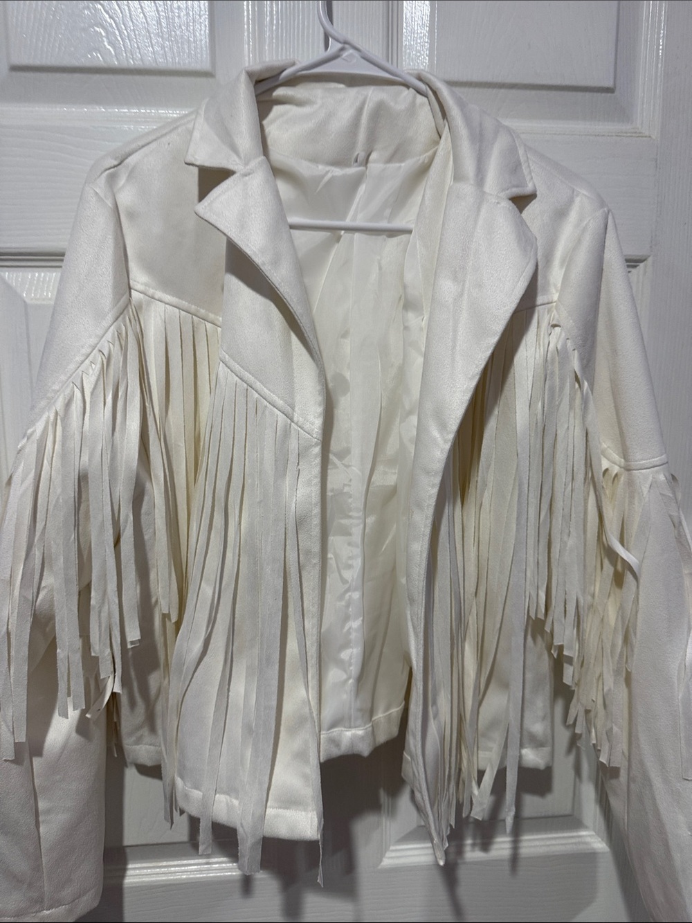 White Fringe Women's Jacket - Stylish Western-Inspired Coat